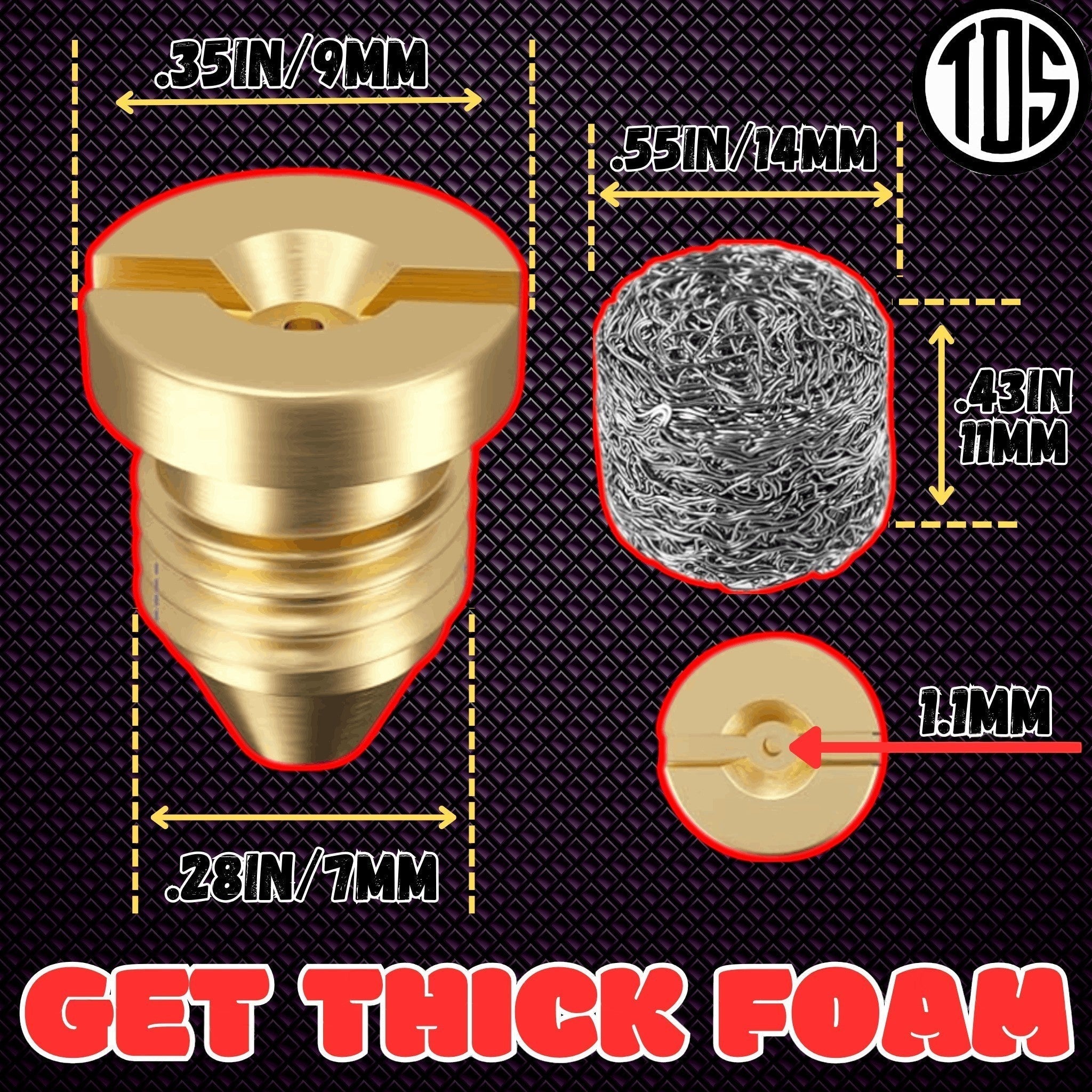 TDS 1.1mm Foam Cannon Orifice Nozzle - Owners Pride Car Care