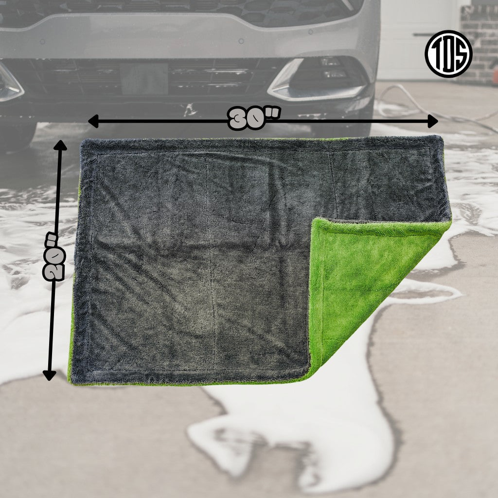 TDS 1600 GSM Twisted Loop Drying Towel - Green - Owners Pride Car Care